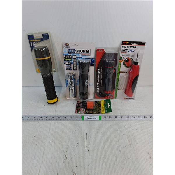 (3) Flashlights,Soldering Iron,Quick Connector (NOS)