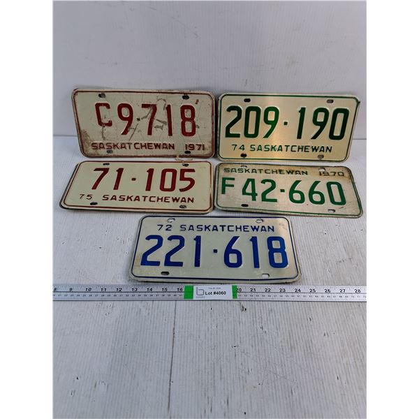 (6) Vintage Saskatchewan License Plates-Includes Pair of 1975