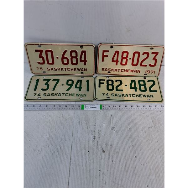 (6) Saskatchewan License Plates Including (2) Pairs-1971 and 1975