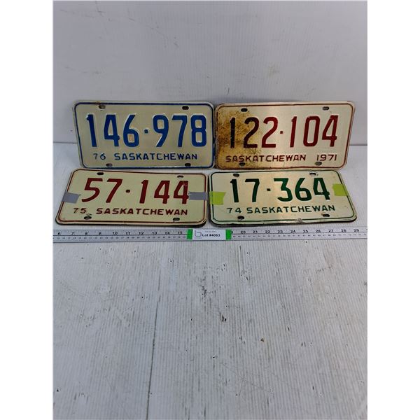 (6) Saskatchewan License Plates-Includes (2) Pairs 1974 and 1975