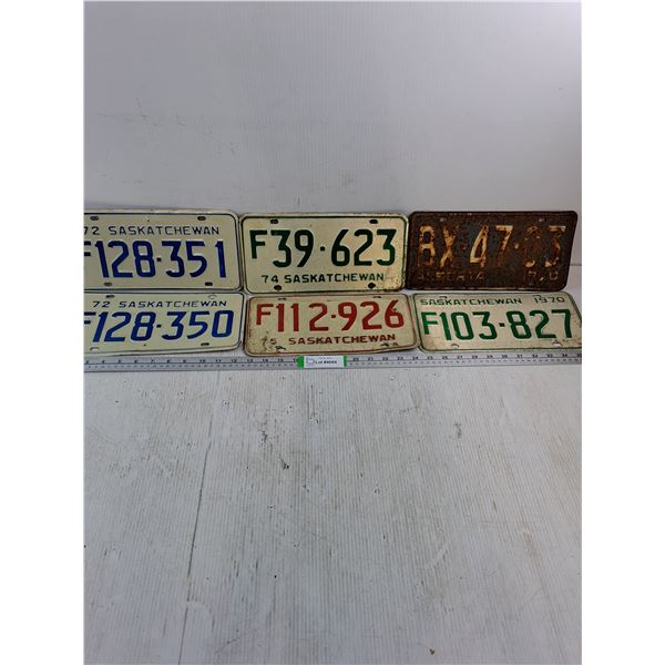 (5) Saskatchewan and (1) Alberta License Plate