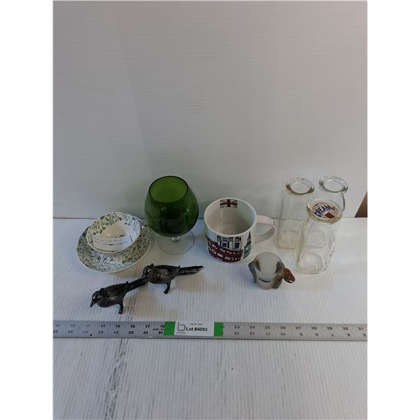Assorted Glassware, Salt/Pepper Shaker, Tea Cup/Saucer