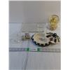 Image 1 : Assorted Glassware/Decor- Snow Globe, Salt/Pepper Shaker - PICK UP ONLY