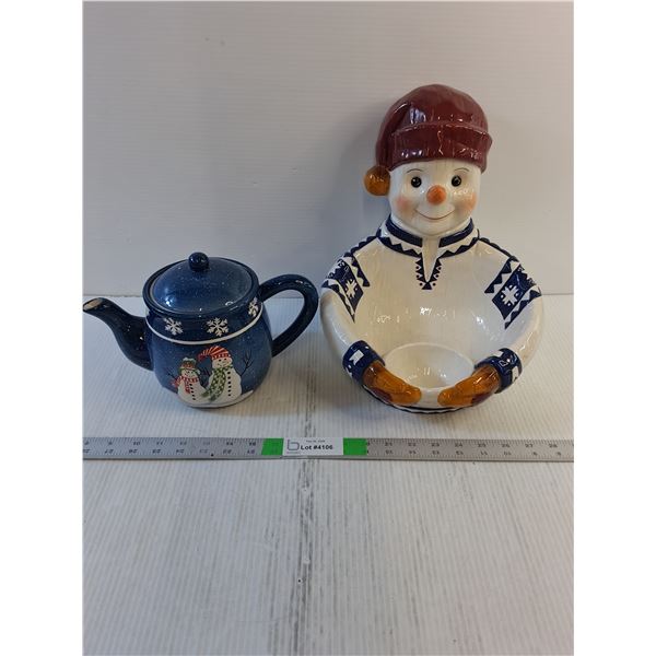 Christmas Decor- Tea Pot , Serving Tray