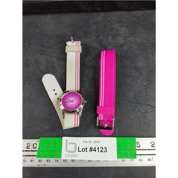 Quartz Watch - As Is with extra Pink Watch Bracelet