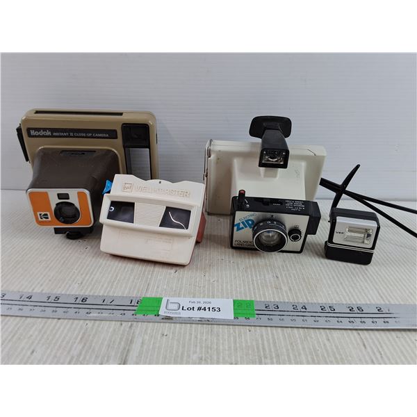 Vintage Gaf View Master, Kodak Instant II Close Up Camera, Polaroid Electric Zip Land Camera - As Is