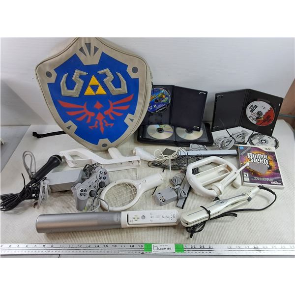 Backpack, Nintendo Wii Controller Attachments, Wii Games, Misc CDs, Sony PS2 Joystick, Misc - As Is