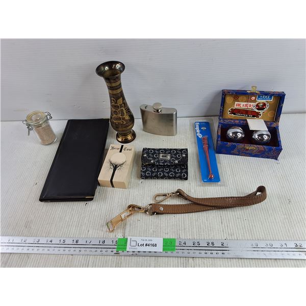 Chinese Bells, Business Card Organizer, Liquor Flask, Horror Tarot, Brass Vase, Misc