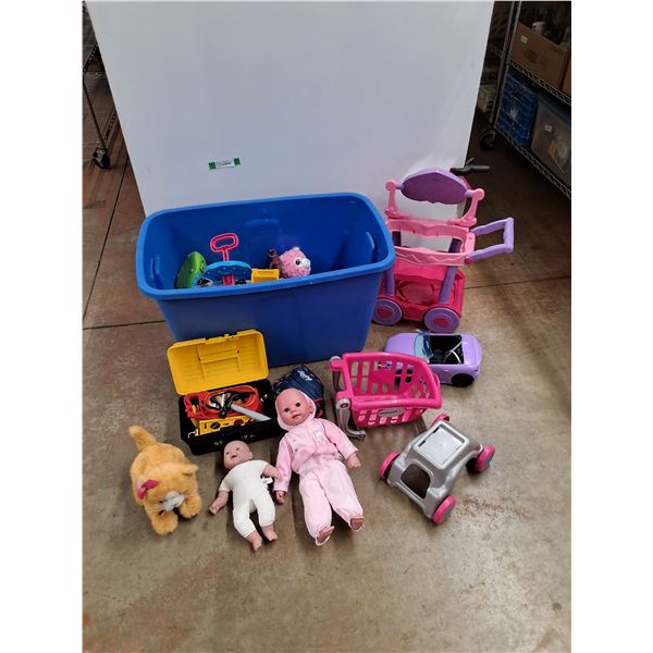 *Interactive Cat Toy, Assorted Kids Toys, Plastic Storage Tote 31" x 19" x 18", Baseball Glove
