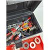 Image 3 : Holt Plastic Tool Box 6" x 15" x 7", Level, Screwdriver, Clamps & Misc