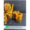 Image 4 : Ceramic Autumn Themed Coffee Set - Mugs, Cream & Sugar Set, Coffee Pot - Chipped