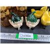Image 3 : (4) Amber Glasses, Salt & Pepper Shakers, Ceramic Egg Cups