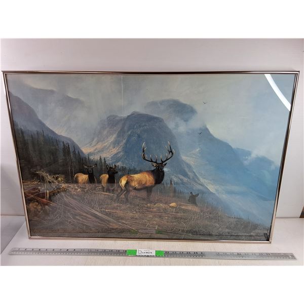 *Framed Wall Art Print 36" x 24", Damaged Glass, PICKUP ONLY
