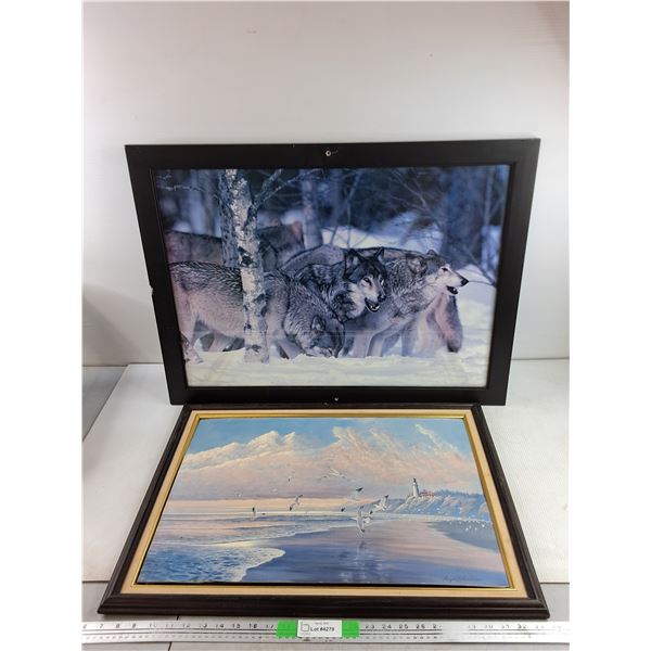 *(2) Framed Wall Art Prints 27" x 19", 31" x 23" -  PICK UP