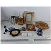 Image 1 : Wooden Candy Dispenser, Picture Frame, (2) Ear Buds- As Is