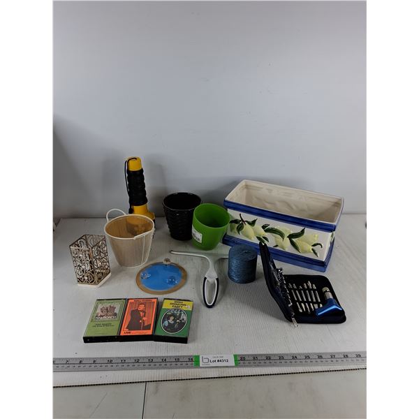 Ceramic Lemon Decor Container, (3) Cassettes, Miniature Tool Set