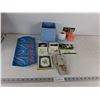 Image 1 : (2) Vases, Various Jewelry Pieces, Blue Flower Pictured Framed