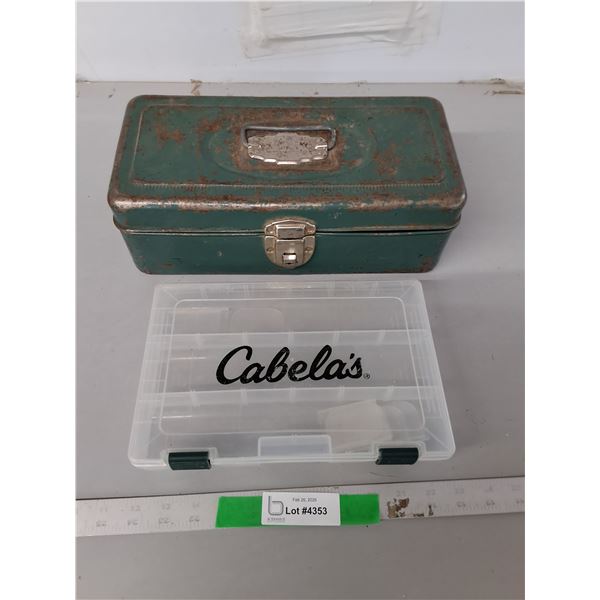 Metal Tacklebox 13.5" x 6.5" x 4.5" & Contets, Cabela's Plastic Storage Case