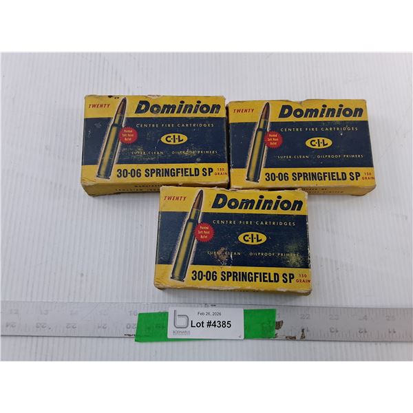 (3) Boxes of Dominion Centre Fire Cartridges- Used, Valid PAL required