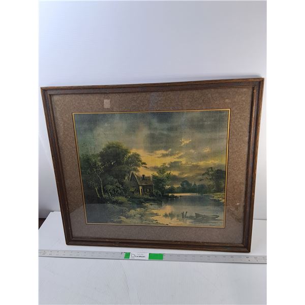 Framed Cabin Painting 26" x 22.5", PICK UP