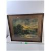 Image 1 : Framed Cabin Painting 26" x 22.5", PICK UP
