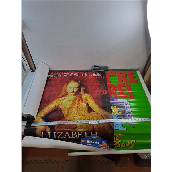 (3) Movie Posters - Apollo 13 (6'x26"), Simpson's & Elizabeth (27" x 39")