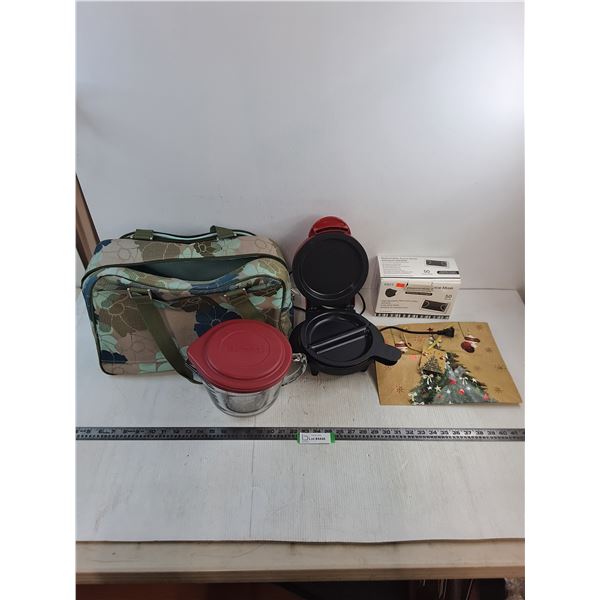 New "Express RediSetGo" Fryer - Powers On, Anchor Hocking Large Measure, Face Masks, Duffle Bag