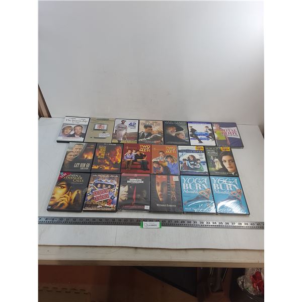 (19) DVD's (Catch Me if You Can, Office Space, 2-1/2 Men, Yoga Burn) - Some Sealed