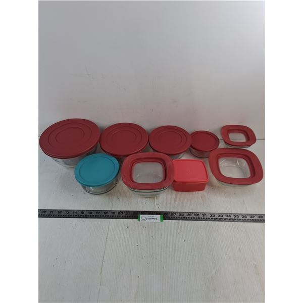 Assorted Round & Square Glass Food Storage Containers w/Lids