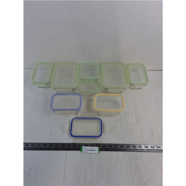 (8) Glasslock Rectangle Food Storage Containers w/9 Lids