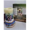 Image 2 : (2) Christmas LED Pillar Candles - Untested, Gold & Diamond Centerpiece Decor, 3 Pointseta Stockings