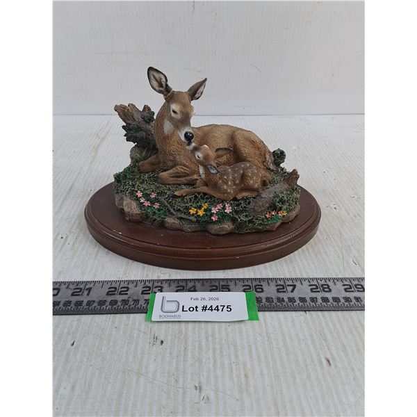Peak Time Ornamental Doe with Fawn on Wood Platform-repair on ear