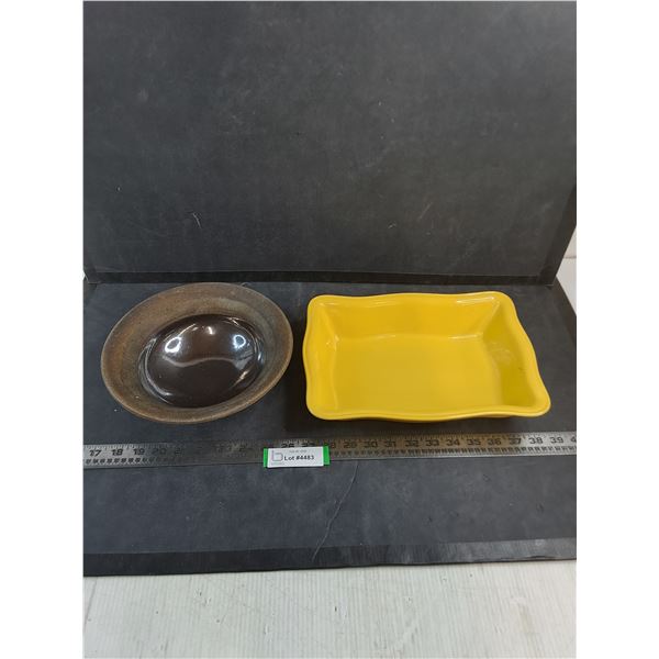 Portuguese Ceramic Rectangle Bowl, Round Ceramic Fruit Bowl