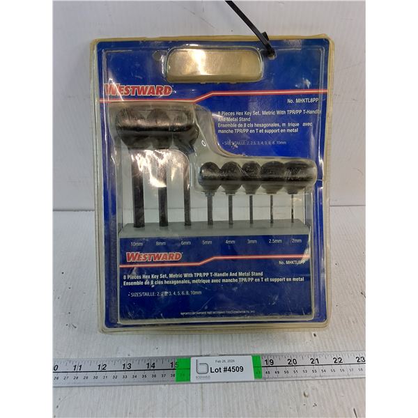 NOS Westward 8 Pieces Hex Key Set with Stand