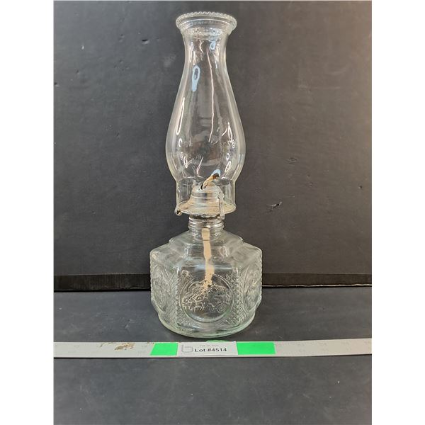 Wagon Style Glass Oil Lamp with Chimney 14.25" - PICK UP
