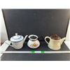 Image 1 : (3) Ceramic Teapots- Corning Ware, Misc.