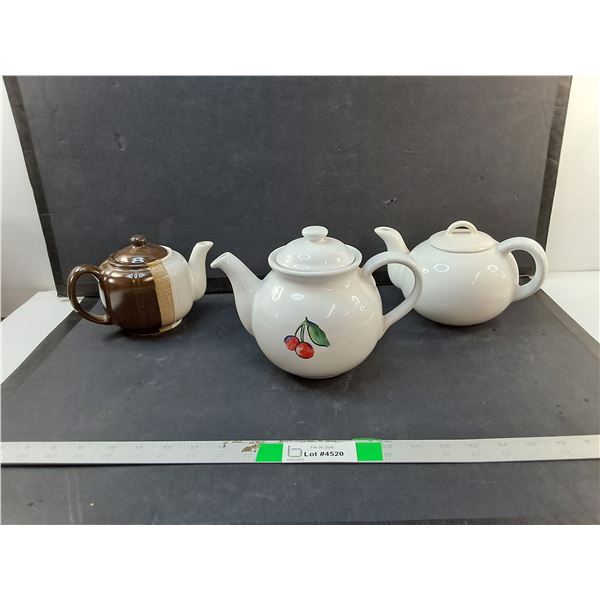 (3) Ceramic Teapots-Corelle, Misc.