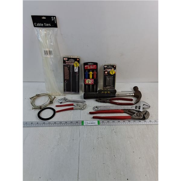 Tool Lot-Hammer,Crescent Wrench ,Pliers and more as pictured