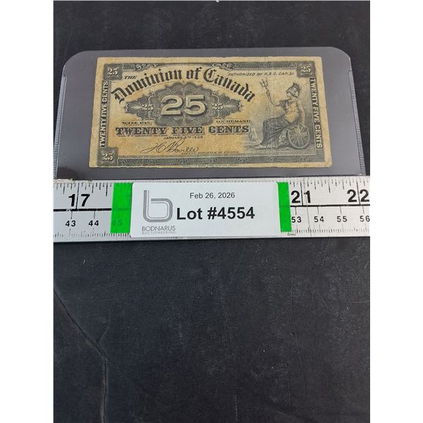 (1) 1900 $0.25 Cent Shinplaster-Signed Boville-Very Good