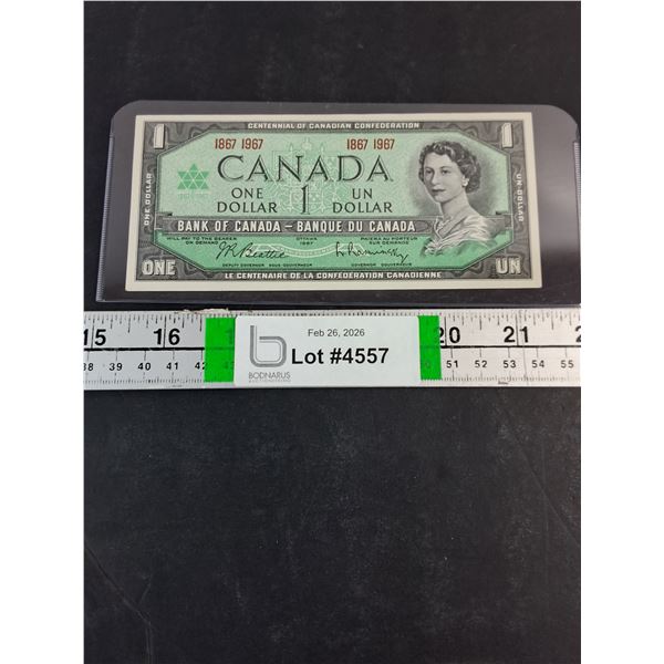(1) 1967 Canada One Dollar Bank Note-Signed Beattie&Rasminsky-Uncirculated