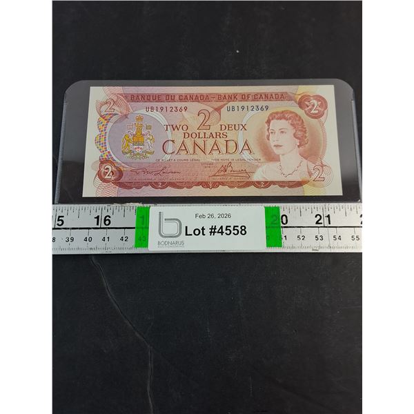 (1) 1974 $2.00 Bank Note-Signed Lawson&Bovery-Uncirculated