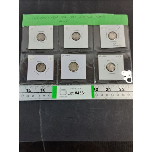 (6) Canada 5 Cent Coins-Years in Pictures
