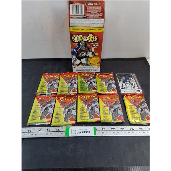 (9) Packs of 2002-03 O-Pee-Chee  Hockey Cards,One opened and Curtis Joseph Card