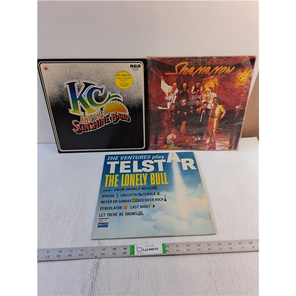 (3) Vinyl Records- KC and Sunshine Band, Shananow