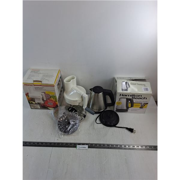Starfrit Vegetable Chopper, Hamilton Beach Electric Kettle - Powers On