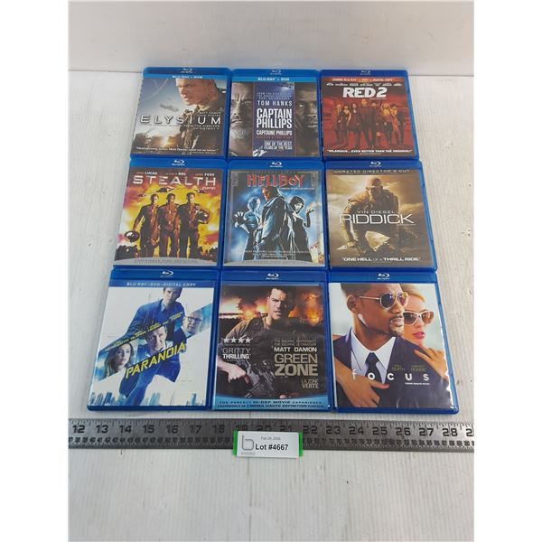 (9) Blue Ray DVD Movies (Captain Phillips, Riddick, Green Zone)