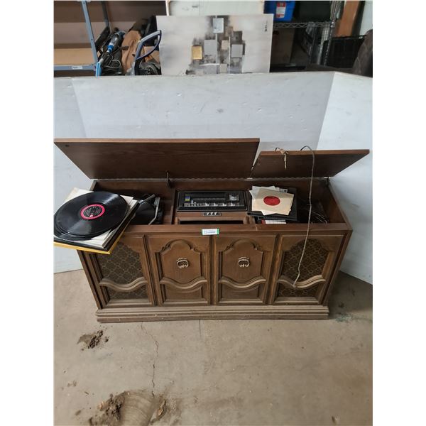 * Vintage Radio/Record Player Cabinet w/Records - Untested, As is - 51x17x28" - Pickup Only
