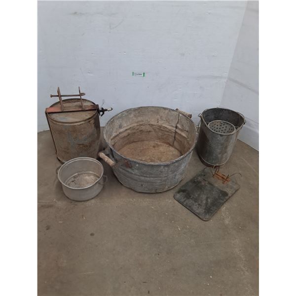 * Vintage Washtub, Counter Balance, Mop Wringer, Collander, Misc. - Pickup Only