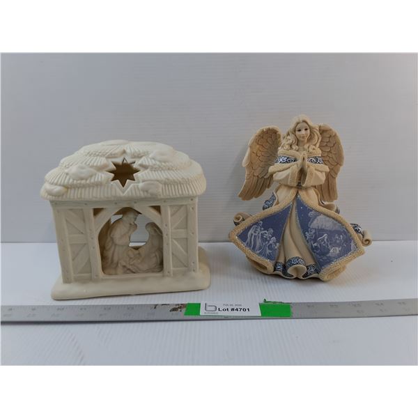 Nativity Scene Tealight Holder & Musical Angel- Working