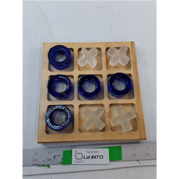 Wood & Glass Tic Tac Toe Set- As Is